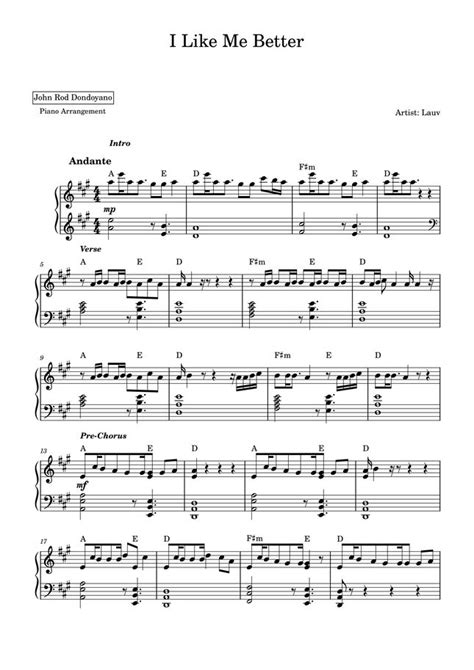 Lauv - I Like Me Better (PIANO SHEET) by John Rod Dondoyano Sheet Music