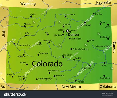 Detailed Map Colorado State Usa Stock Illustration 37908622 - Shutterstock