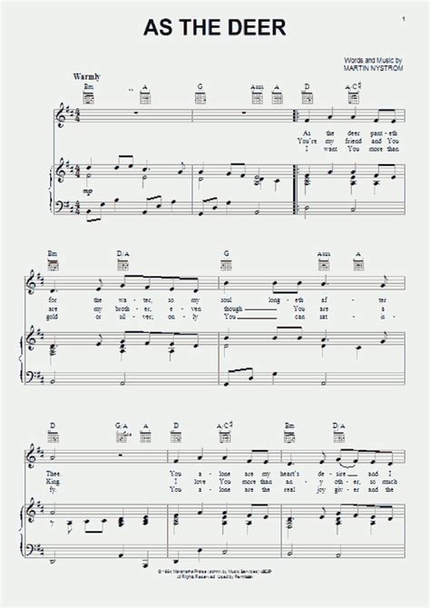 As The Deer Piano Sheet Music | OnlinePianist