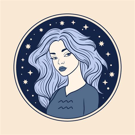 Aquarius woman zodiac sign, beautiful girl face, horoscope symbol 24661141 Vector Art at Vecteezy