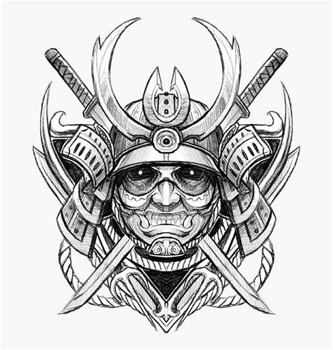 Ghost Tattoo Sketch Japanese Samurai Avatar Drawing - Samurai Drawing Face, HD Png Download ...