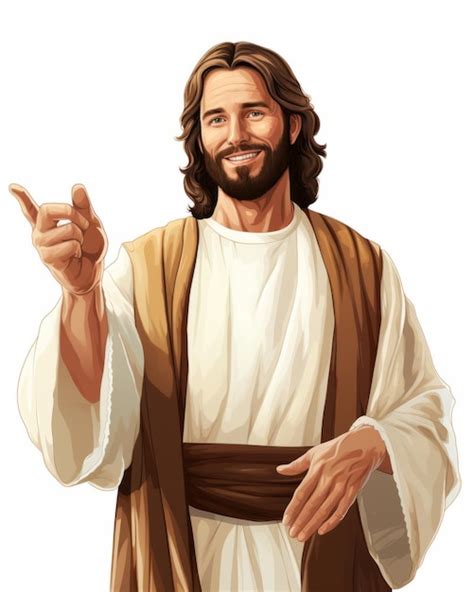 Premium AI Image | jesus pointing at something on a white background