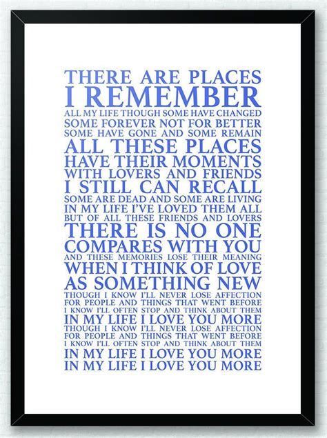 In My Life The Beatles Lyrics Song Lyrics Typography Print | Etsy | Beatles lyrics, Lyrics, Songs