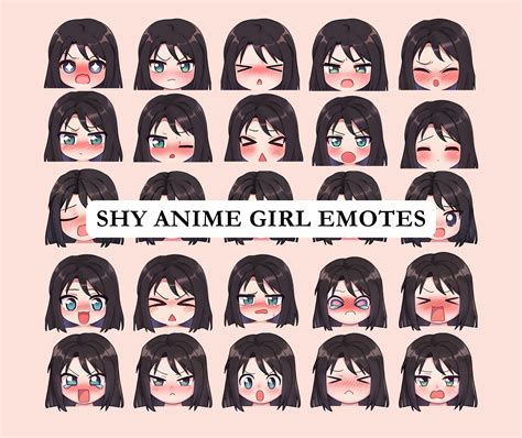 28 Shy Anime Girl Emotes Custom Discord & Twitch Emotes - Etsy