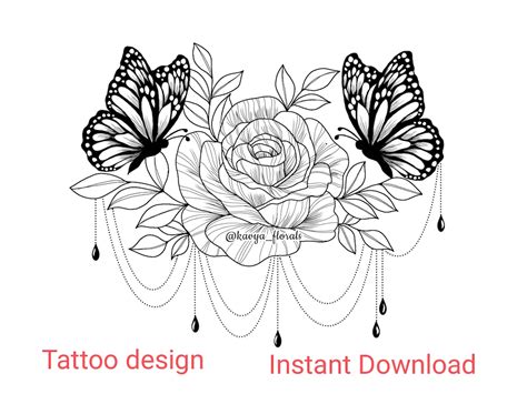 Butterflies and Rose Tattoo Design - Etsy