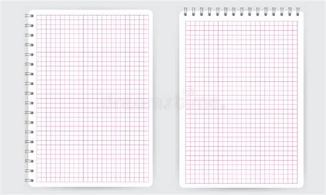 Blank Spiral Notepad Notebook. Thin Squared Math Grid Lines Stock Vector - Illustration of ...