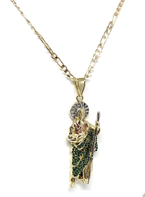 Gold Plated Saint Jude Pendant Necklace Chain San Judas Tadeo Jewelry ...