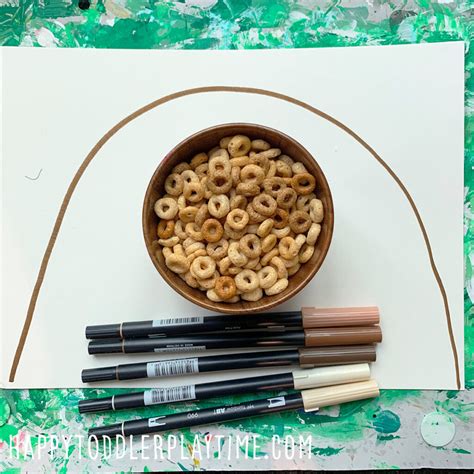 Brown Rainbow Craft using Cheerios - Happy Toddler Playtime