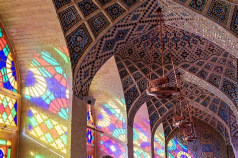 Interior of Nasir Ol-Molk Mosque, Also Famous As Pink Mosque. Shiraz. Iran Stock Photo - Image ...