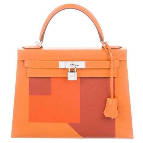 Hermes NEW Kelly 28 Orange Palladium Top Handle Tote Shoulder Bag in Box For Sale at 1stDibs