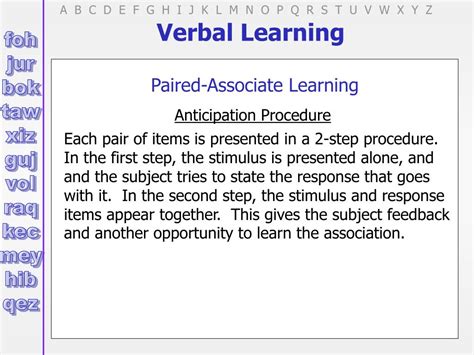 PPT - Verbal Learning PowerPoint Presentation, free download - ID:158207