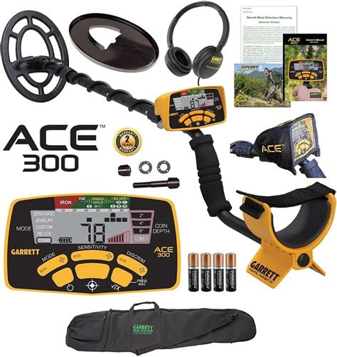 Amazon.com : Garrett ACE 300 Metal Detector with Waterproof Search Coil and Carry Bag Plus Free ...