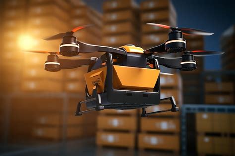 Premium AI Image | Futuristic Autonomous Delivery Drone Taking Off