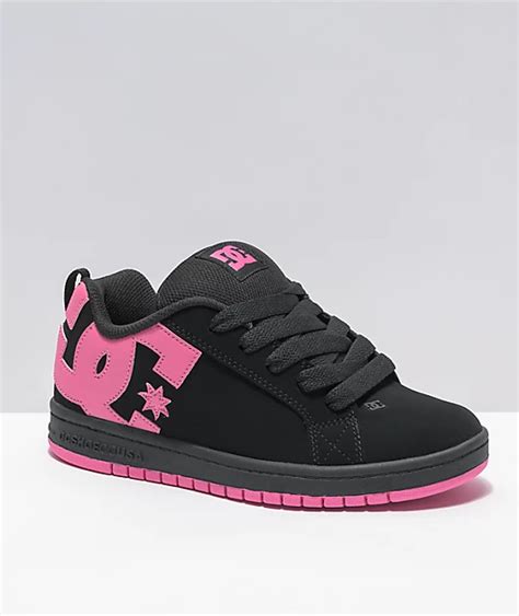 DC Court Graffik Black & Hot Pink Skate Shoes