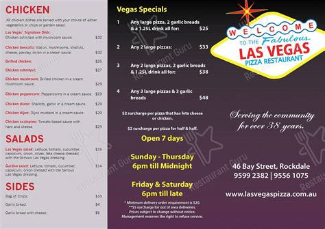 Menu at Las Vegas Pizza Restaurant, Rockdale