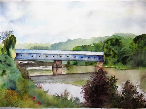 Covered Bridge Painting Original Watercolor Painting | Etsy | Covered bridge painting, Bridge ...