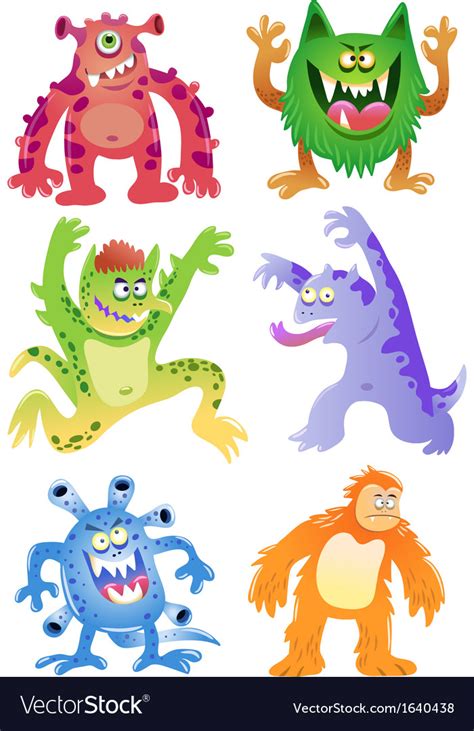 Set of funny cartoon monsters Royalty Free Vector Image