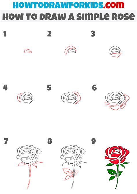 How to Draw a Simple Rose - Easy Drawing Tutorial For Kids