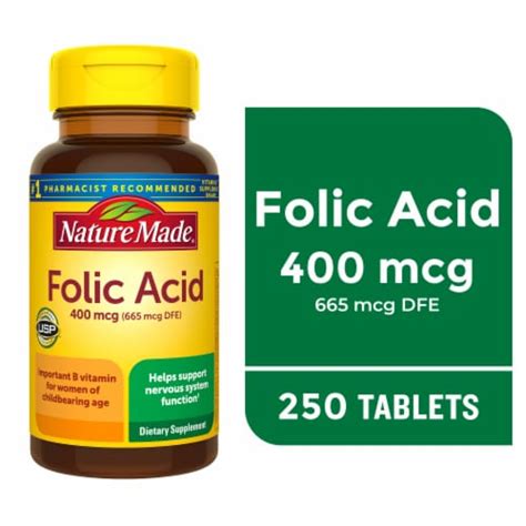 Nature Made® Folic Acid Tablets 400mcg, 250 ct - Fry’s Food Stores