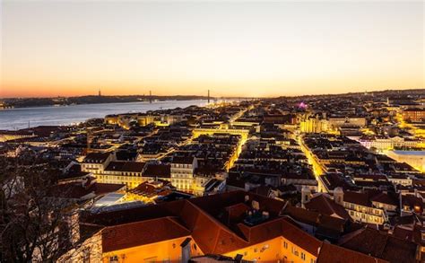 Premium Photo | View over the city of lisbon with time blending effect