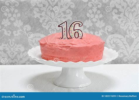 Pink Frosted Layer Cake with the Number 16 on Top Stock Image - Image of prepared, baked: 182311699