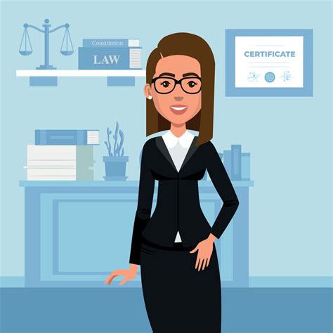 Illustration of a female lawyer with glasses in his office 3715950 Vector Art at Vecteezy