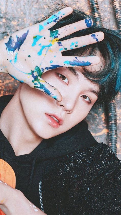 Download BTS Suga Cute Colorful Hand Wallpaper | Wallpapers.com