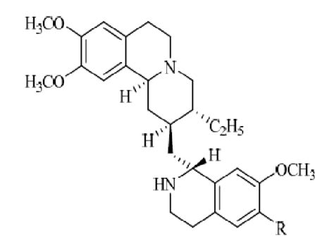 Chemical structure of Emetine (R=OCH 3 ) and Cephaline (R=OH ...