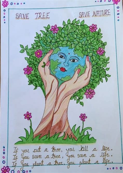 Save tree Save life poster design | Save earth drawing, Drawing for kids, Earth drawings