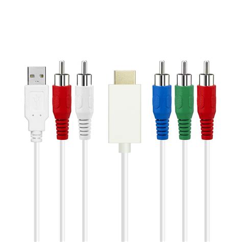 HDMI to 5 RCA (YPbPr + R/L) Component Converter Cable, 3Ft - White - PrimeCables®