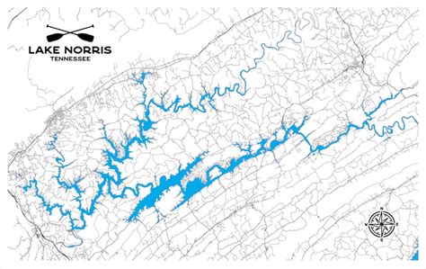 Lake Norris Map, Lake Norris Map File, Instant Download, Laser File ...