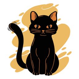 Black Cat Sitting Yellow Background PNG & SVG Design For T-Shirts