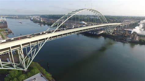 Fremont Bridge, Portland Oregon Aerial Stock Footage Video (100% ...