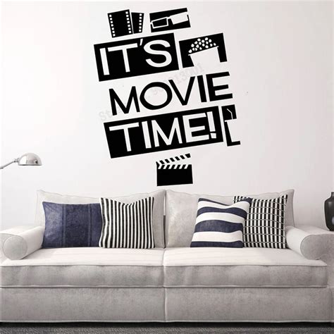 Wall Decoration Cinema Movie Room Poster It Is Movie Time Quotes Decal Vinyl Art Removeable ...