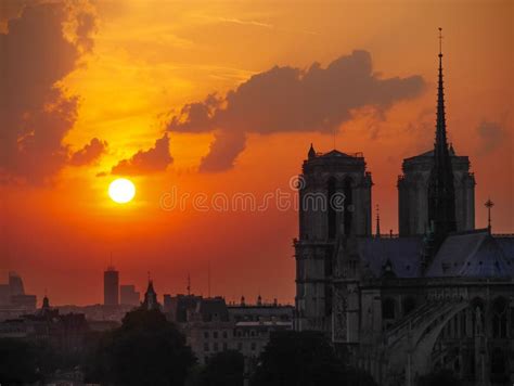 The Cathedral of Notre Dame at Sunset in Paris Stock Image - Image of dame, notre: 56561945