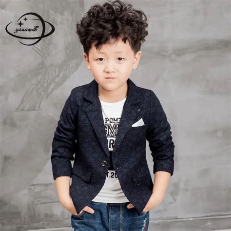 YAUAMDB kids blazers 2018 spring autumn 4 13Y cotton boys suit print jackets clothing single ...