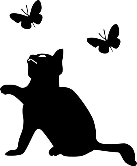 Kitten Playing With Butterflies Icon - Openclipart | Silhouette clip art, Cat silhouette ...