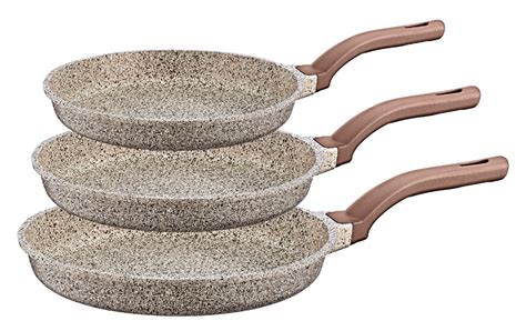 OMS 3pcs Granite Frying Pan Set Brown – Luxury Life Kuwait