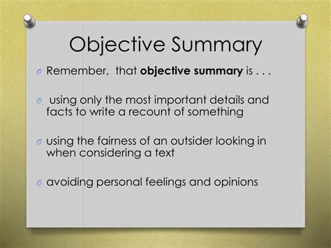 PPT - Objective Summary PowerPoint Presentation, free download - ID:2509792