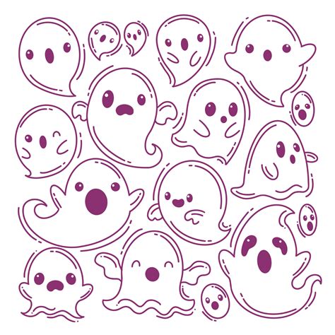 Hand drawn halloween ghost collection 12142510 Vector Art at Vecteezy