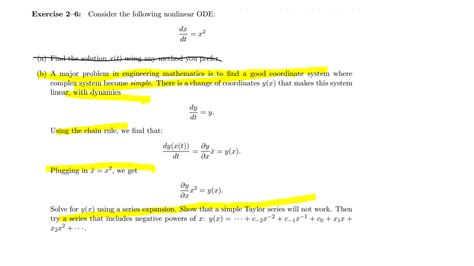 Solved Exercise 2-6: Consider the following nonlinear ODE: | Chegg.com