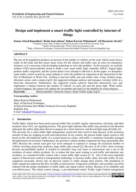 (PDF) Design and implement a smart traffic light controlled by internet of things