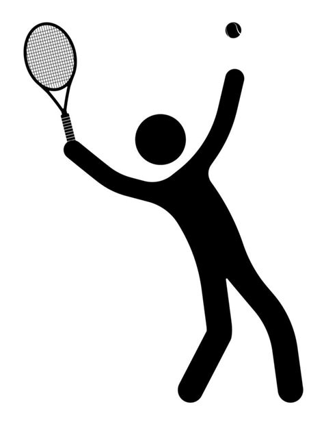 stick man figure, tennis player hits tennis ball with racket. Active sports. Healthy lifestyle ...