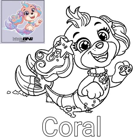 Coral Aqua pups Mer-pup Paw Patrol coloring in 2023 | Paw patrol ...