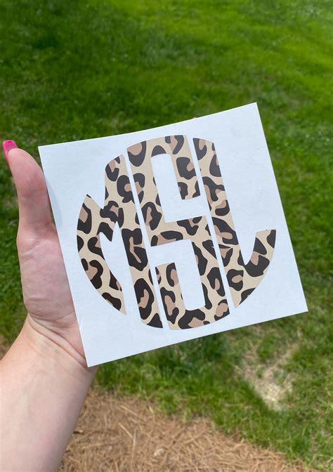 Cheetah print monogram car decal cheetah window sticker | Etsy