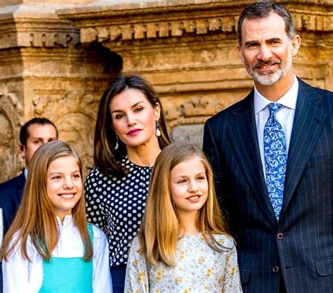 King Felipe and Queen Letizia of Spain with daughters princesses Leonor and Sofia Easter 2018 ...