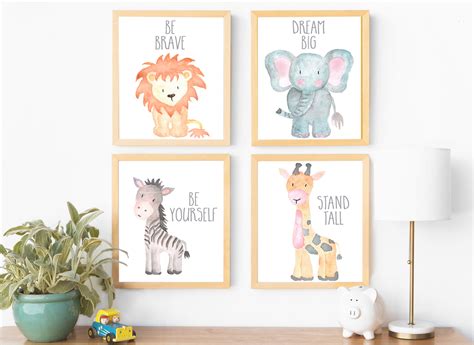 Animal Nursery Art - Nursery Animal Art - Baby Animal Paintings - Set