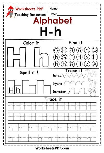 Letter H h ( Activities – Free Printables ) - Worksheets PDF