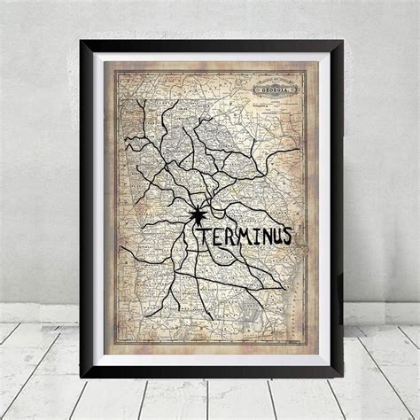 The Walking Dead Terminus Replica Map Prop Vintage Design | Etsy