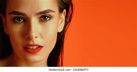 Young Woman Black Hair Red Lips Stock Photo 2156086977 | Shutterstock